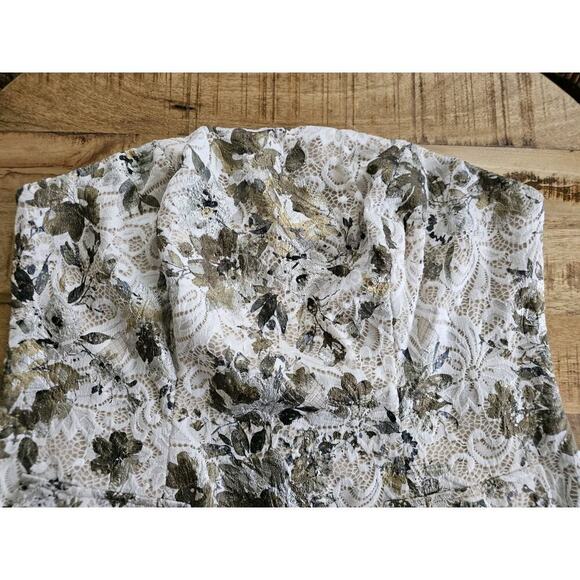 Maree Pour Toi All Over White Lace Bustier Top With Gold And Silver Floral 16 - Picture 9 of 11